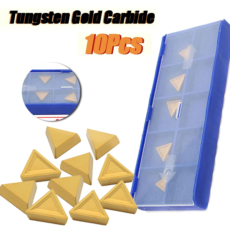 

10pcs/box Triangular Tungsten Gold Carbide Inserts TPMR 110304 YBC251 for CNC Lathe Turning Tool