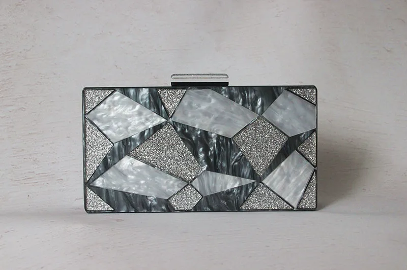 Luxy Moon Silver Grey Clutch Evening Bag Front View