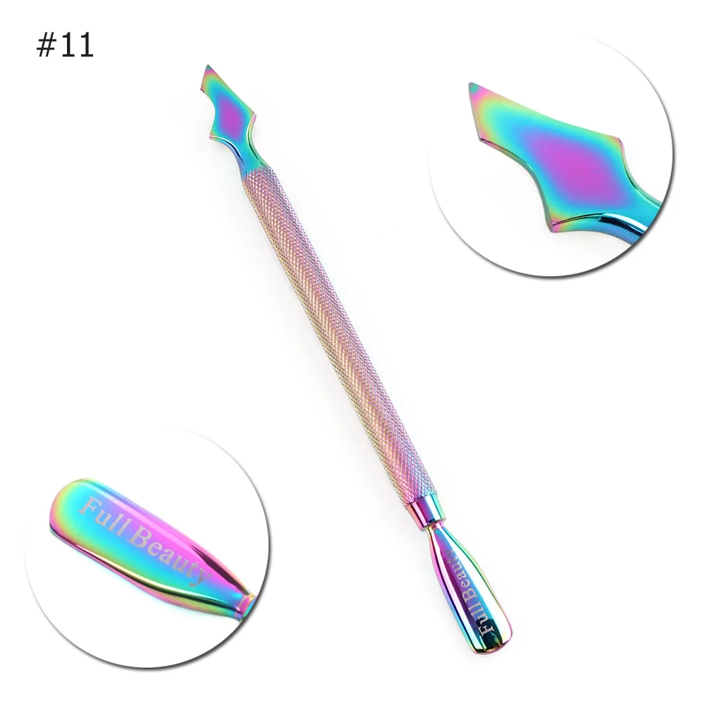 1pcs Nail Cuticle Nipper Clipper Scissor Rainbow Dual-end Pushers Tweezers Manicure Dead Skin Remover Nail Art Tool JI01-12/FB
