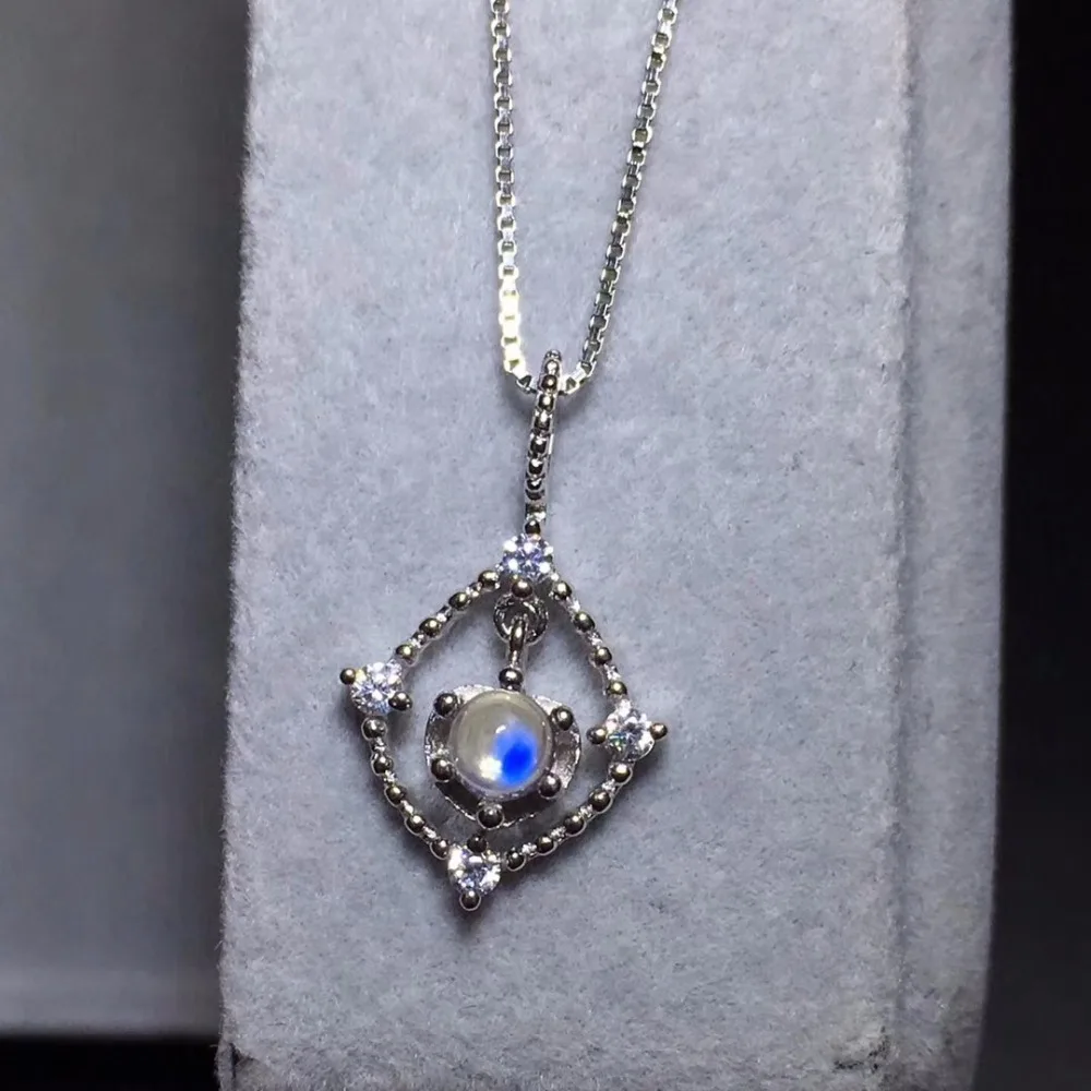 

Special offer, natural moonstone necklace, 925 silver, flower style, blue moonstone, beautiful