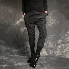 Новинка Для мужчин одежда весна мужские, зауженные, повседневные Штаны эластичный ластичный борт луч лоскутное Штаны брюки, подходящие для любого размера певиц