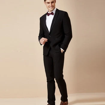 

Black Blazer Men Formal Business Suit Wedding Dress Groom Tuxedos Groomsman Suits Slim Fit Suit 2 Pieces (Jacket+Pants) Best Men