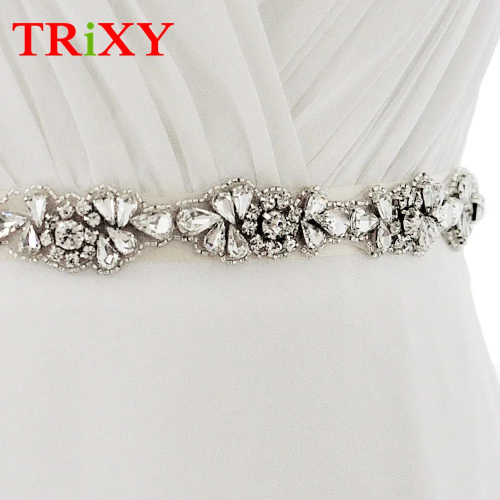 TRiXY S235 женский свадебный пояс со стразами свадебный пояс серебряный бриллиантовый Хрустальный пояс невесты свадебное платье украшение