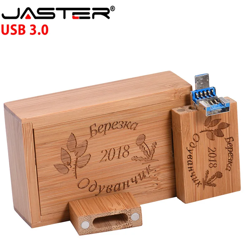 JASTER Дерево+ коробка USB 3,0 2 в 1 интерфейс флэш-накопитель Флешка 4 ГБ 16 ГБ 32 ГБ 64 Гб 128 ГБ флэш-накопитель подарок(более 10 шт бесплатный логотип