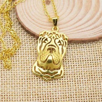 

LPHZQH Cute Chinese Shar Pei Necklace Dog Jewelery Gold Color Color Pendant Necklace For Women Collars Jewelry Gift Punk