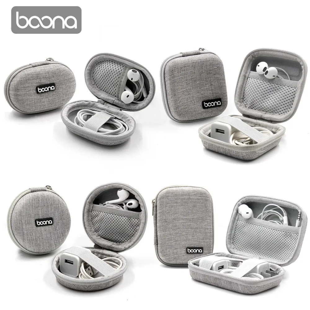 Boona EVA Oxford Hard Zipper Mini Earbuds Earphone Case Organizer Box