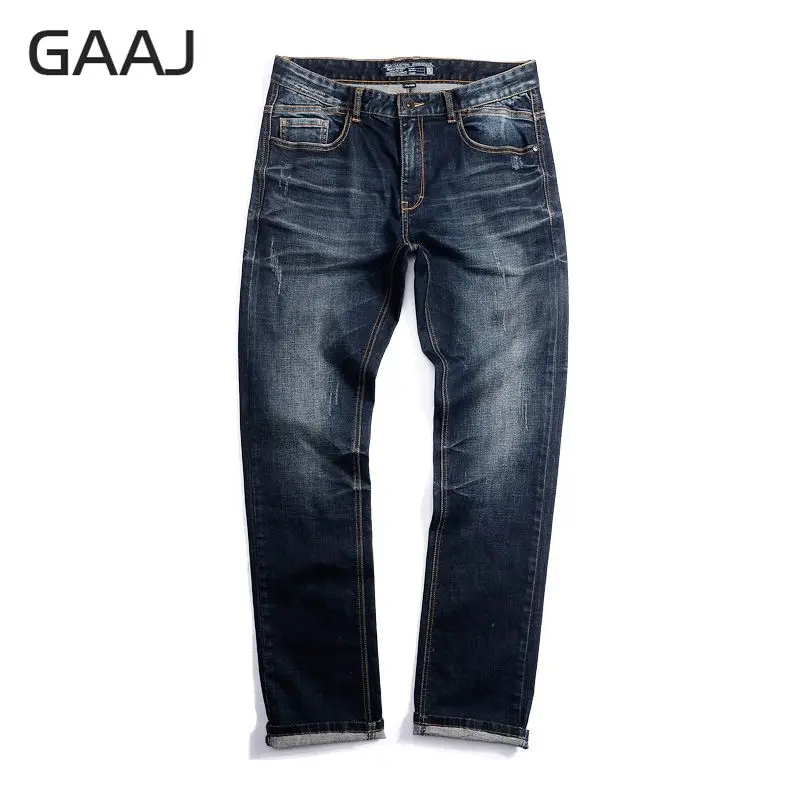

Top Quality Men Jeans Classic Indigo Blue Men Original Retro 100% Cotton Straight Jean Pants For Man Fashion Brand Plus Size
