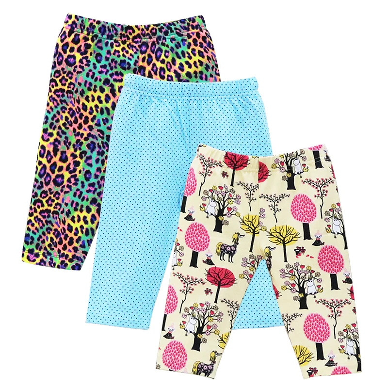 Girls Autumn Legging Cotton Pants 3 pcs/lot Knee Length Pants Capris Baby Clothes Child Kids Clothing Little Q