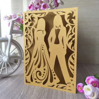 

20pcs/lot Personalized Laser Cut Invitations Card Wedding Decorations Anniversary Celebration Greeting Gift Card