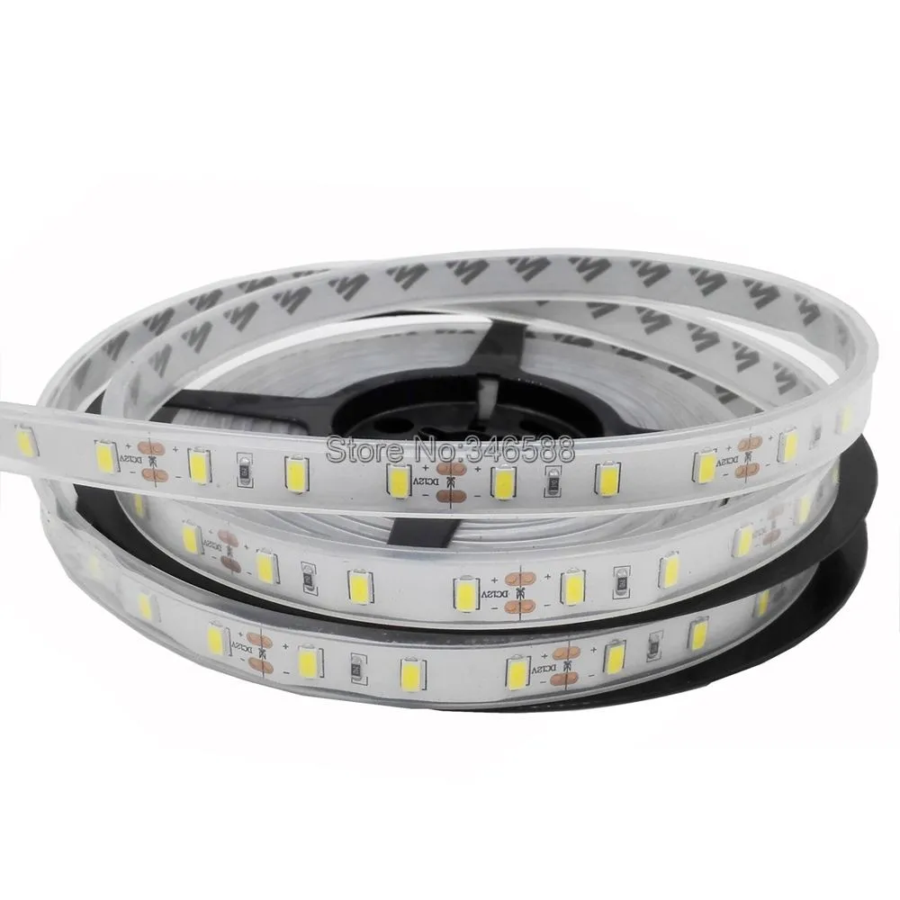 5M DC12V 60LEDM 5630 SMD Nature White 4000-4500K Flexible LED Strip, IP20 Non-waterproof, IP65 EpoxyIP67 Silicone Wateproof 3