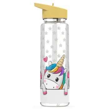 Bpa Free 750ml 100%Tritan Sports Outdoor Straw Water Bottle With Flamingos Printing My Drink Juice Handle The Unicorn Kettle 5