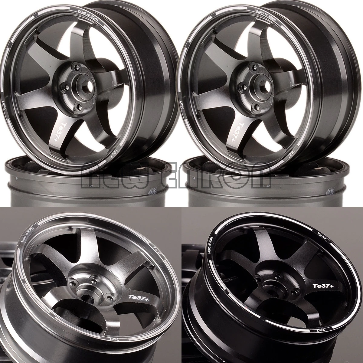 

NEW ENRON 4PCS Aluminum 9MM Offset Wheel Rim 1072 For RC 1/10 On-Road Drift Traxxas HPI HSP BLACK \ GRAY 1:10