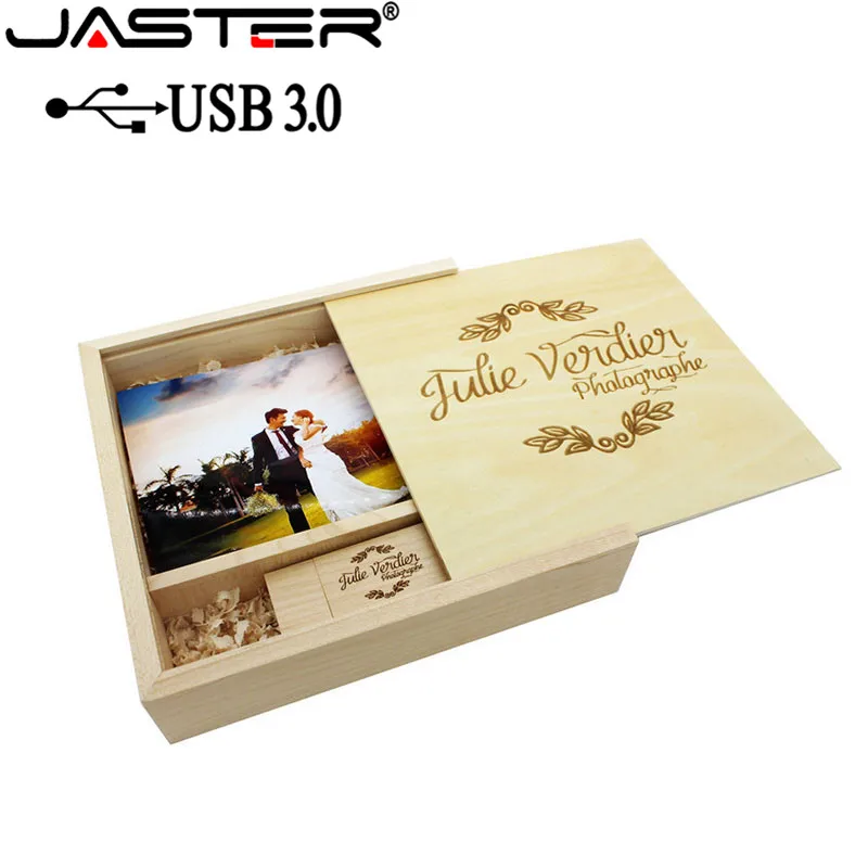 

JASTER USB 3.0 Photo Album Wood usb+Box usb flash drive Memory stick Pendrive 8GB 16GB 32GB 64GB LOGO Custom Photography gift