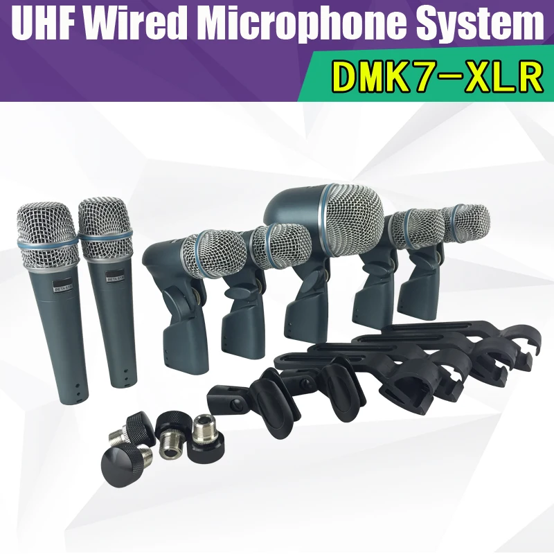 

Free shipping + professional BETA DMK7-XLR DMK7 Drum Microphone Kit 7 DRUM Mics With Two BETA57A Four BETA56A One BETA52A