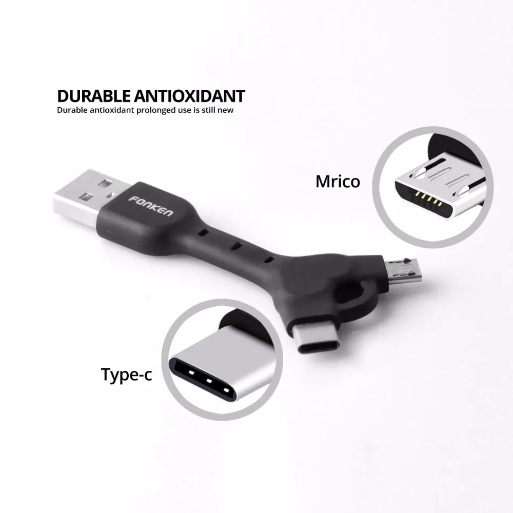 FONKEN 2 في 1 USB كابل 2.4A نوع C مايكرو USB كابل سريع شحن الكابلات المحمولة البيانات الحبل البسيطة USB C الهاتف المحمول كابل FONKEN 2 في 1 USB كابل 2.4A نوع C مايكرو USB كابل سريع شحن الكابلات المحمولة البيانات الحبل البسيطة USB C الهاتف المحمول كابل