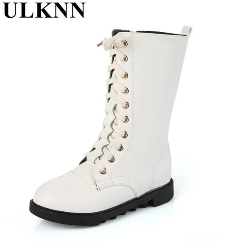 ULKNN 2017 winter girls Boys boots Genuine leather Kids White shoes ...