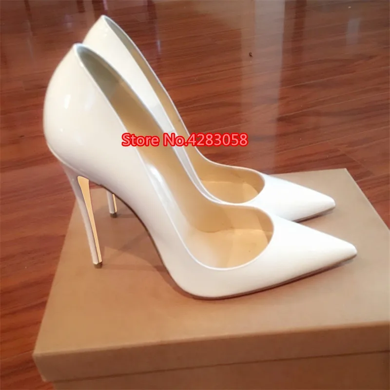 

Free shipping fashion women Pumps white patent leather sexy lady Pointy toe high heels shoes size33-43 12cm 10cm 8cm party shoes