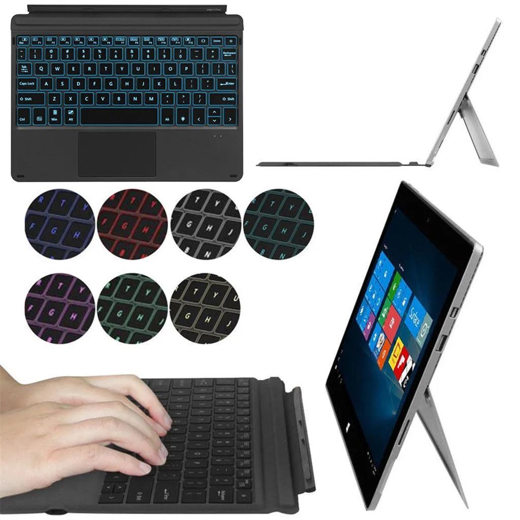 

For Microsoft Surface Go Magnetic Slim 7-Color LED Backlit Bluetooth Keyboard Work Home Office Business trip laptop Keyboards