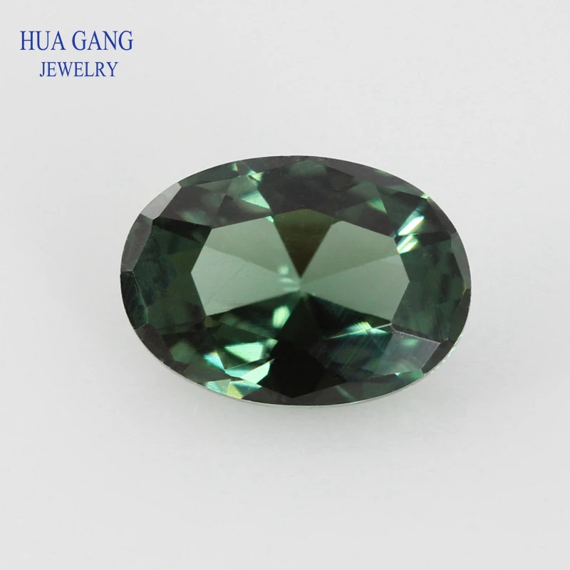 

152# Size 2x4~10x14mm Green Oval Shape Stone Brilliant Cut Synthetic Spinel Stone For Jewelry