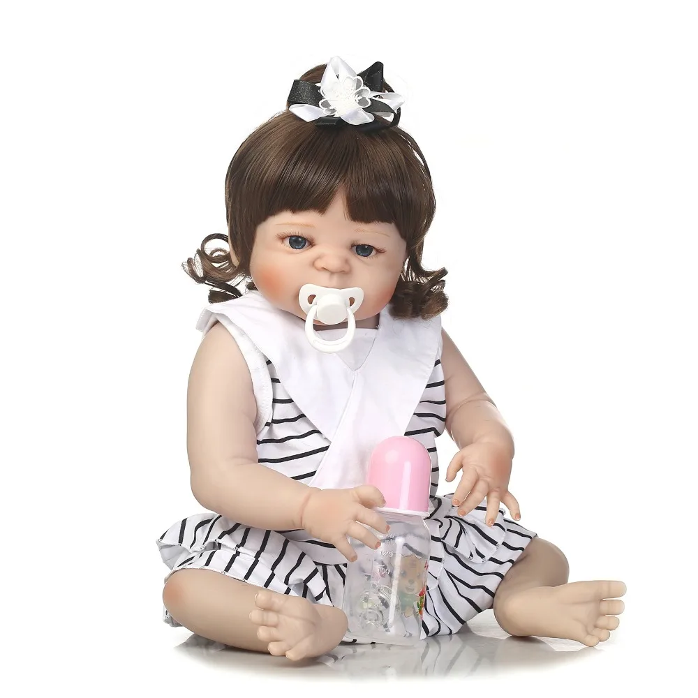 

23'' Lifelike Reborn Dolls Babies Full Body Silicone Vinyl Bebe Gift bathe doll kids play house menina dolls birthday toy