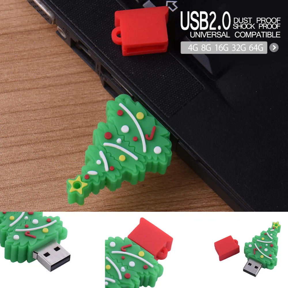 4GB 8GB 16GB 32GB 64GB Christmas Tree USB Flash Drive Elk Deer