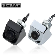 SINOSMART uniwersalny widok z przodu/z tyłu Revering kamera parkowania dla samochodu/SUV/ciężarówki DC 5 V-28 V wejście stal Metal Chrome czarny