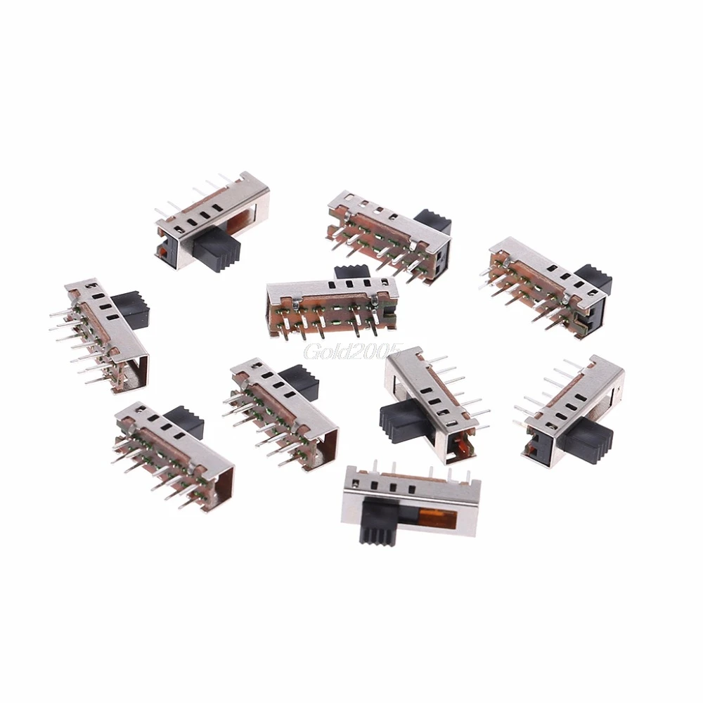 

10Pcs/Set SS24E01-G5 Slide Switches Vertical 0.5A 10 Pin 4 Position Toggle Slide Switch June DropShip