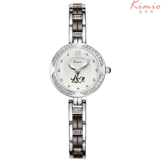 

2018 KIMIO Luxury Brand Fashion Week Diamond Love Design Evening Dress Quartz Stainless Steel Ladies Watch horloges