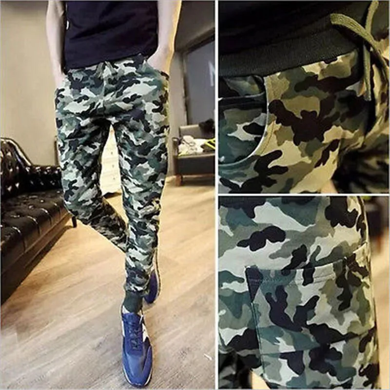 Хлопковые мужские повседневные обтягивающие джинсы карго камуфляжные джинсовые