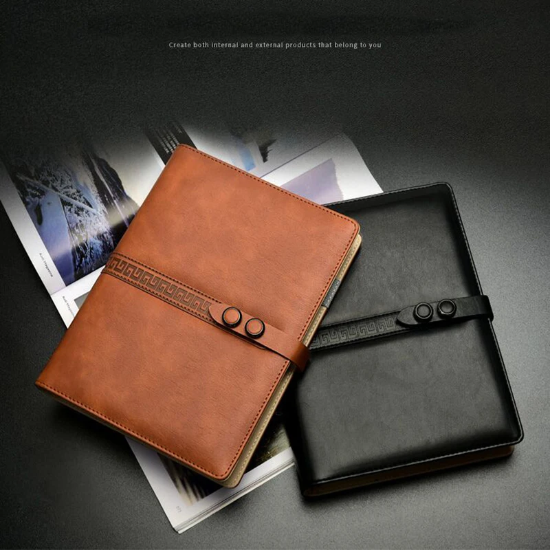 

Double button design Spiral notebook 6 Holes Loose-leaf Paper Fashion Atmosphere Business Office Diary Separator Notepad Binder