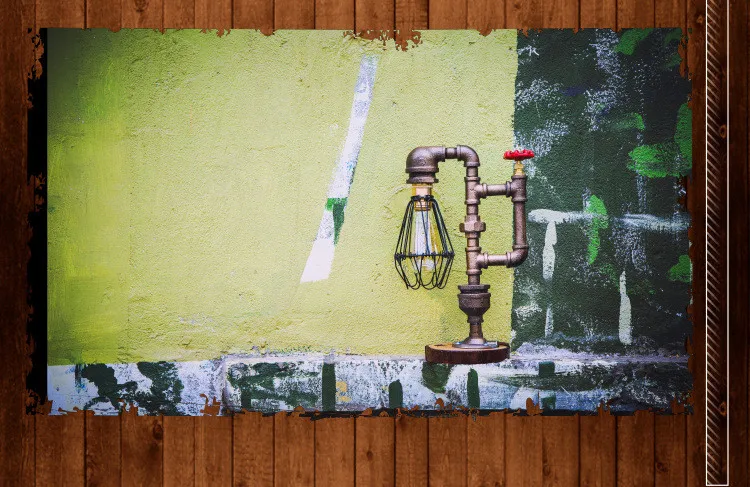 Vintage Industrial Retro water pipe Style Table Desk Lamp light 16