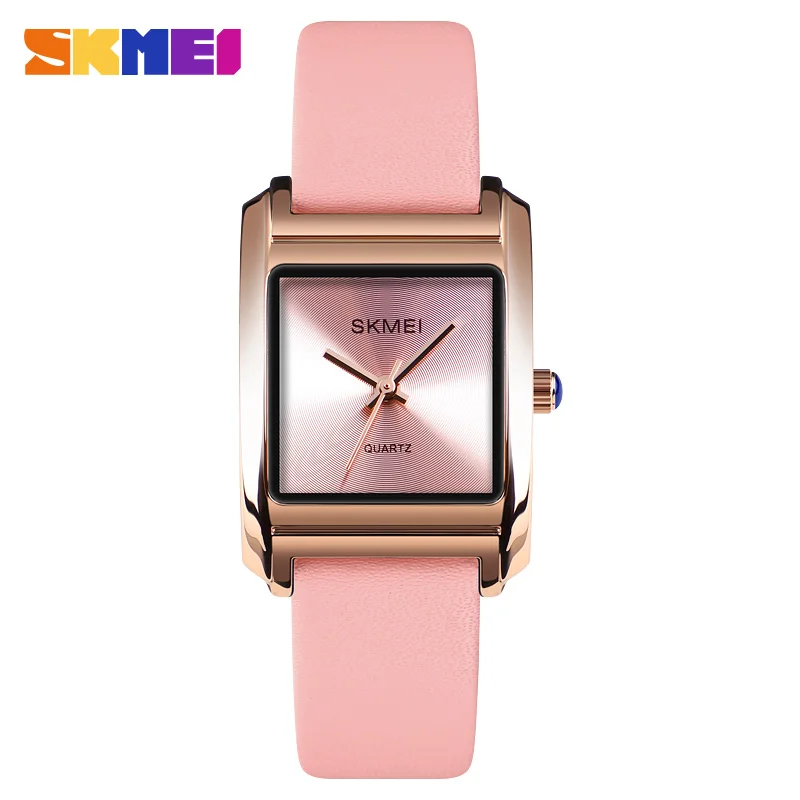 Лидирующий бренд SKMEI женские часы роскошные кожаные кварцевые наручные часы модные женские часы браслет водонепроницаемые часы женские часы - Цвет: Pink