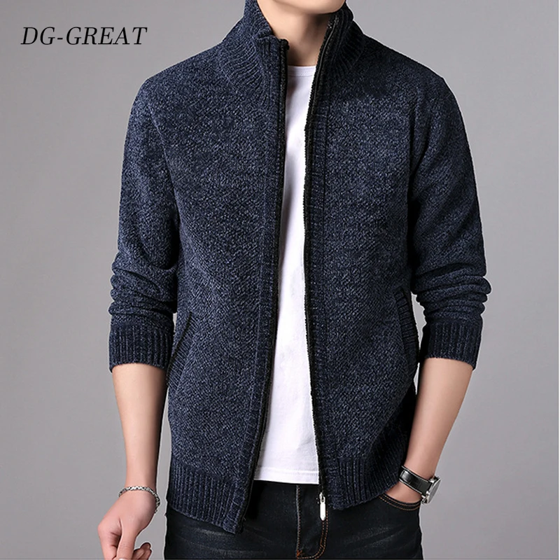 

2019 Autumn Winter Korean Fashion Sweater Men's Knitwear Coat With Velvet Thickening For Men's Sweaters Cardigans Men Clothes