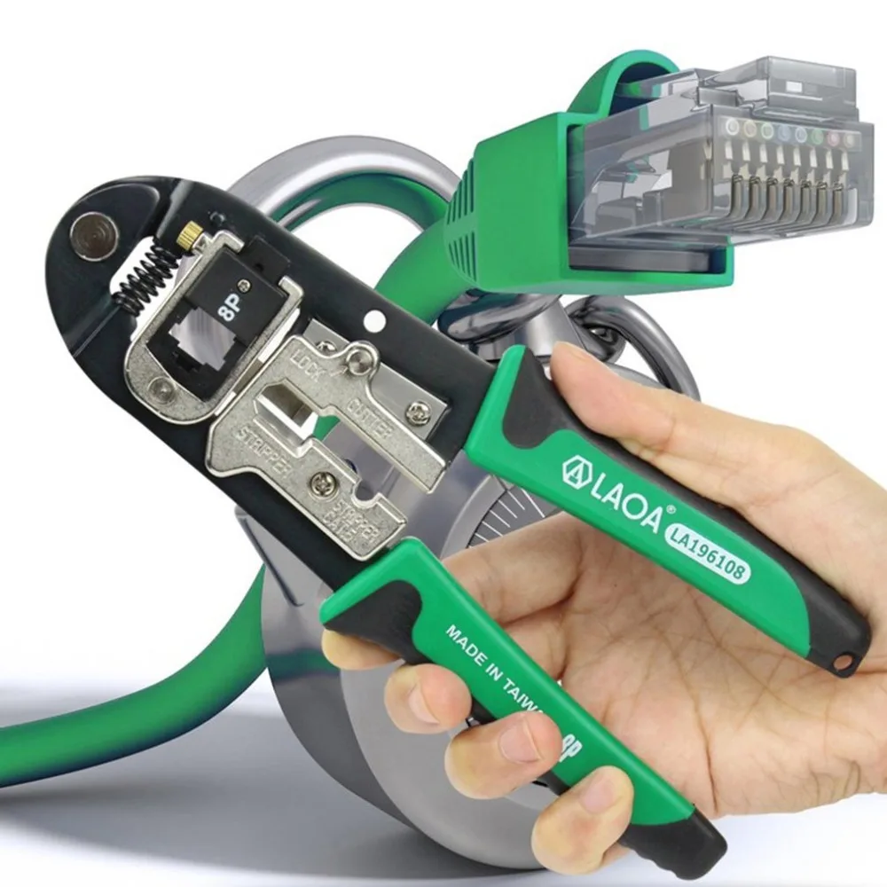 

LA196108 Network pliers Mould Replaceable 8P Cable Crimper Crimping tools Electrical Wire Cutter Stripping tool Auto-lock