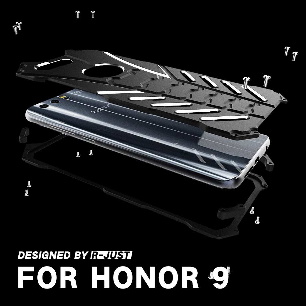 

R-Just For Huawei Honor 9 10 Lite 20i Note 10 Play 8X Y9 Honor V20 Case Armor Heavy Dust Metal Aluminum CNC BATMAN Phone Shell