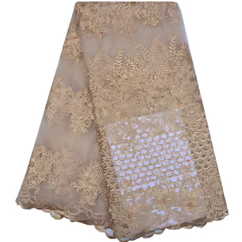 

Hot Sale Net French Lace Material High Quality French Tulle African Lace Fabric Embroidered With Stones+Beads For Wedding 1168
