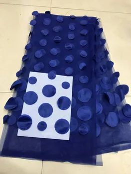 

NEW Black 3D Big Circle High Quality African Lace Fabric 2019 French Tulle Lace Fabric Appliqued 5 Yards Net Lace Wedding Dress