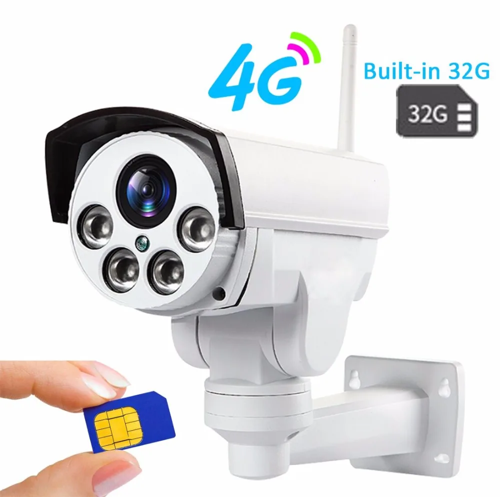 Камера видеонаблюдения HD 1080P PTZ IP 4G 3G SIM-карта Wi-Fi водонепроницаемая 5-кратный зум