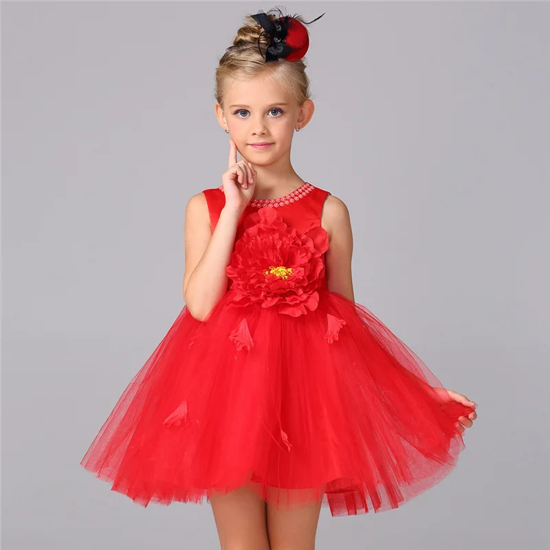 2016 New Arrived Lvory Flower Princess Wedding Girls Dress. Tutu Big Bow Solid Baby Dresses For Child Clothes Costume | Детская одежда