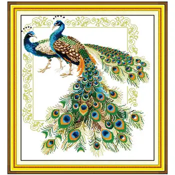 

Lucky Peacocks Counted Cross Stitch Handmade 11CT 14CT Cross-stitch animals Cotton Cross Stitch Kits for Embroidery Needlework-9