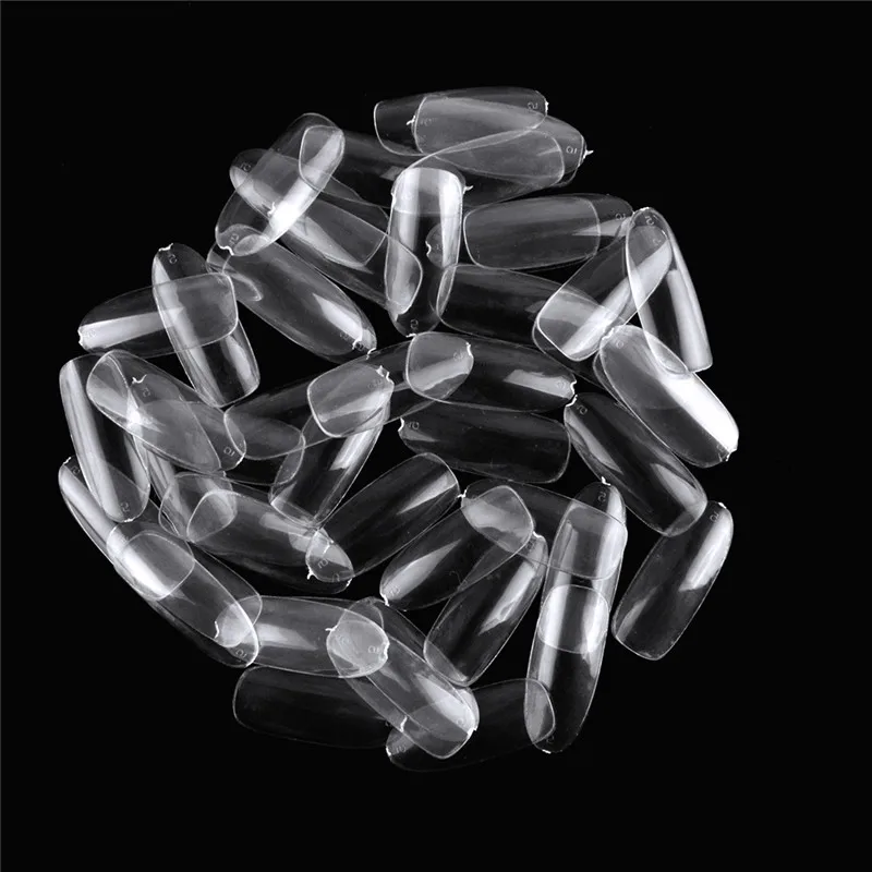 Biutee 500pcs Coffin Nails Clear Ballerina Nail Tips Full Cover Acrylic False Nails 10 Sizes- for Nail Salons and DIY Nail Art - Color: Clear