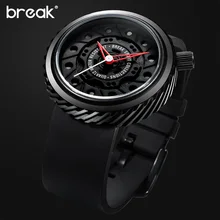 BREAK Top Luxury Men Motorcyle Sports Watch Rubber Strap Casual Fashion Passion Waterproof Geek Creative Gift Wristwatch for men
