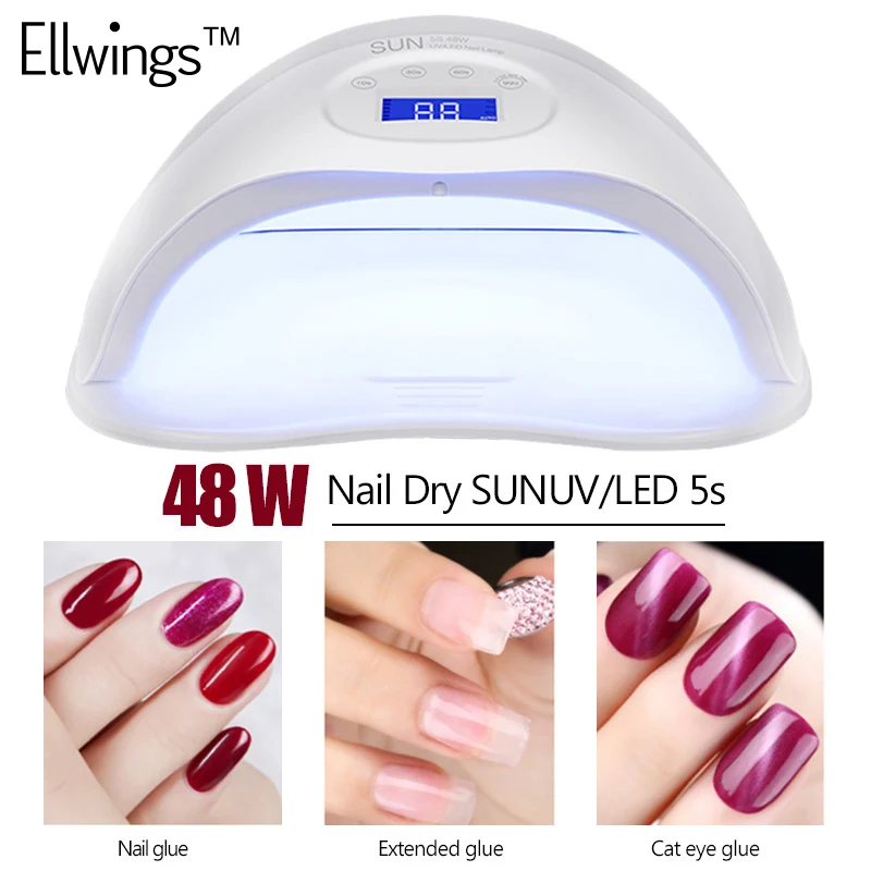 

Ellwings Nail Droger Voor Nail LED UV 48W Lamp Zon Licht Lamp Droger Infrarood Sensing 10s/30s/60s/99s Timer Smart Nail Dryer