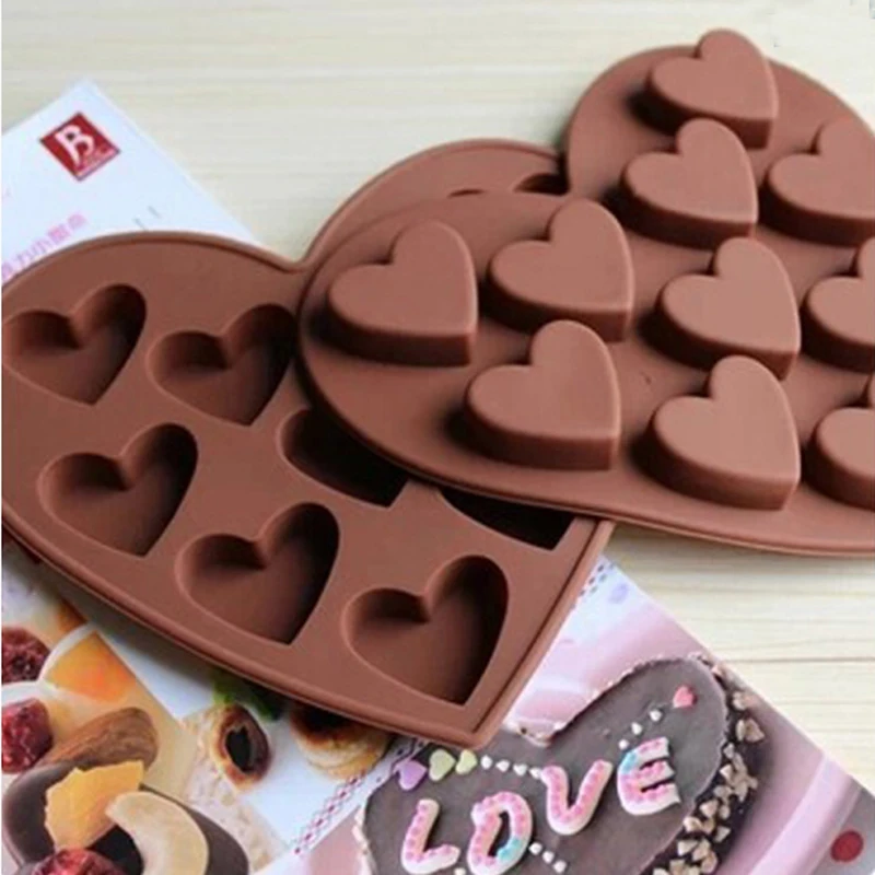

1PC Silicone Chocolate Mold 10 Small Heart Shaped Silicone Sake Bakeware Molds
