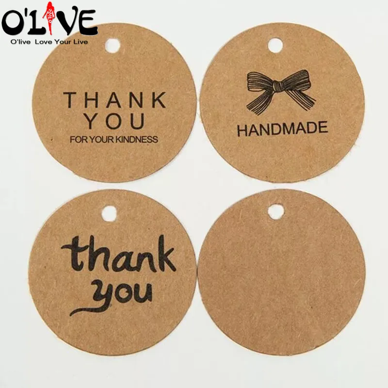 1-Brown-Thank-You-Hand-Made-Kraft-Paper-Tags-Round-Luggage-Note-Wedding-Invitations-Cards-Blank-Price