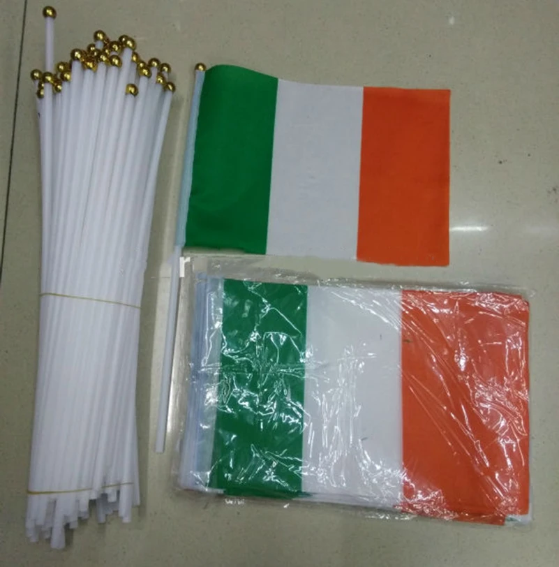 

5pcs Promotion Wholesale Small Ireland Hand Waving National Flag 14*21cm #8 Polyester Flag