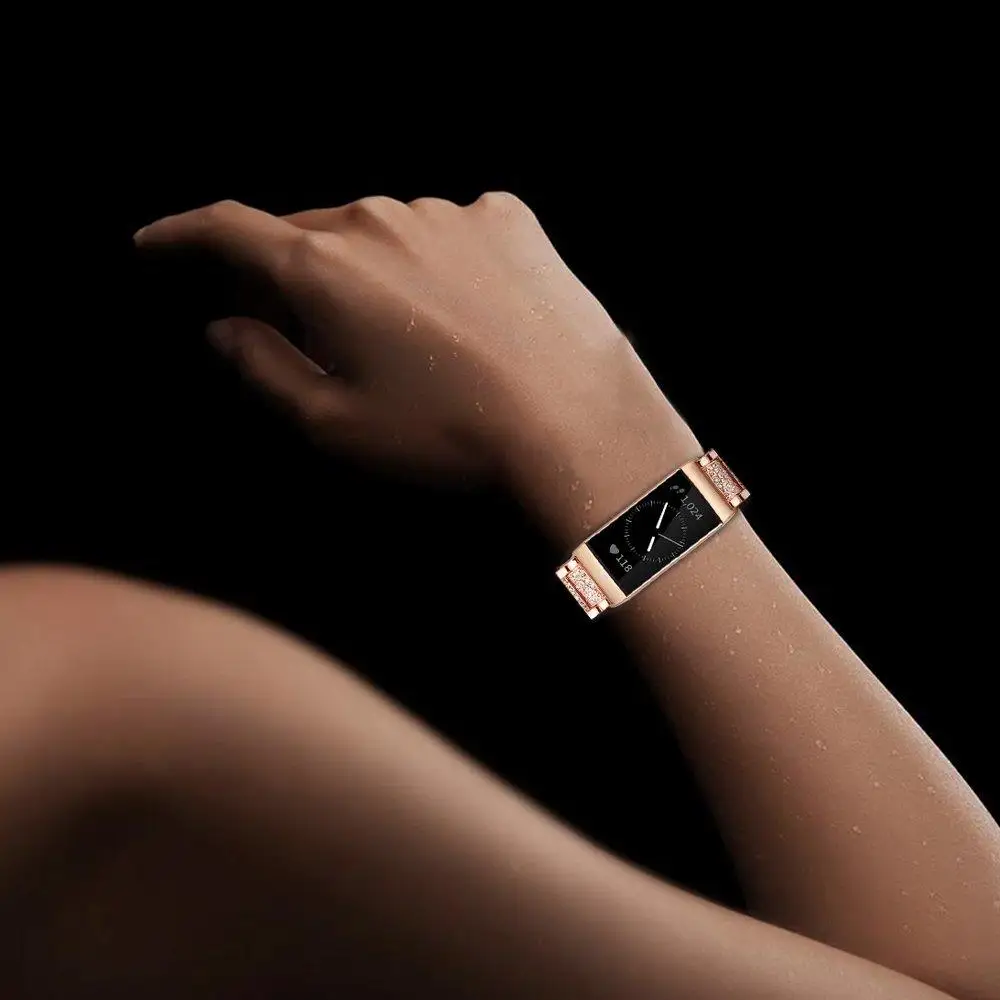 Металлический браслет YOOSIDE из нержавеющей стали для Fitbit Charge 3, регулируемый браслет с блестящими кристаллами, ремешок для Fitbit Charge 3 SE