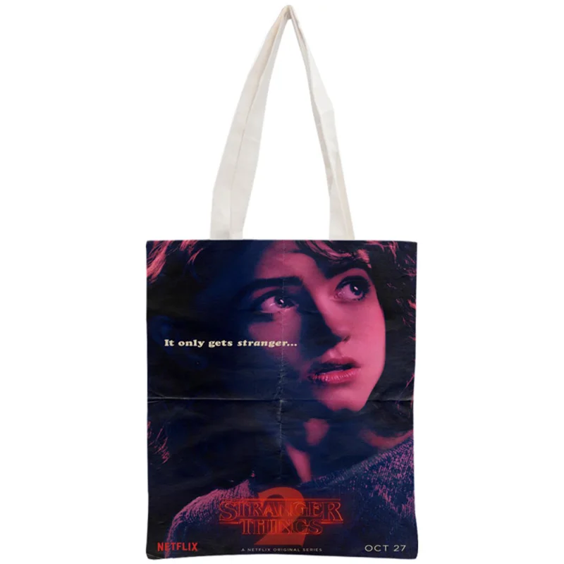 Пользовательские странные вещи сумка многоразовая сумка женская сумка через плечо Складная хлопковая холщовая хозяйственная сумка - Цвет: 8
