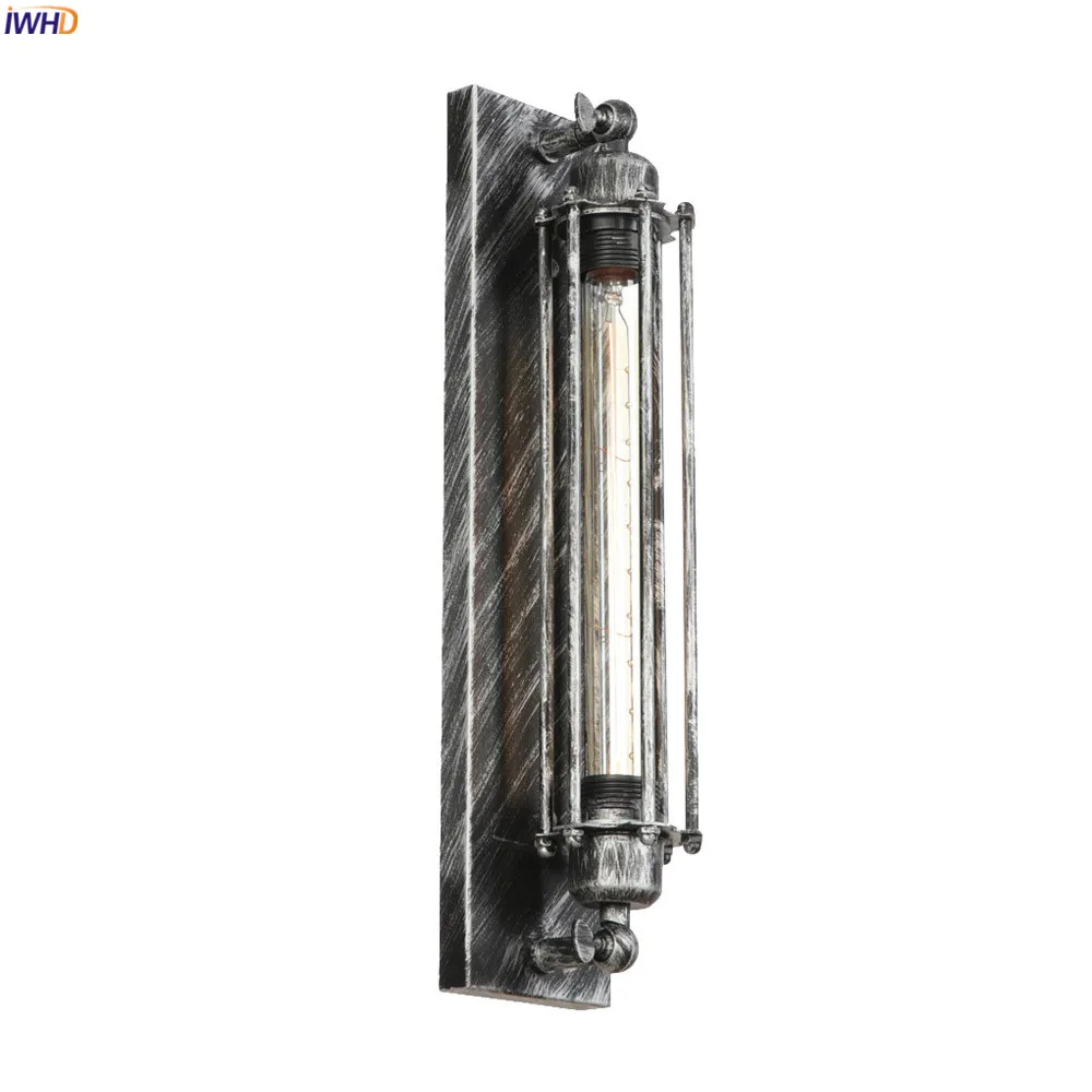 

IWHD Silver Metal Retro Wall Lights Fixtures Mirror Stair Edison Industrial Wall Light Sconce Applique Murale Luminaire Lighting