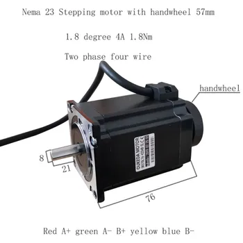 

NEMA 23 stepper motor with handwheel 76mm long 1.8Nm 4.2A